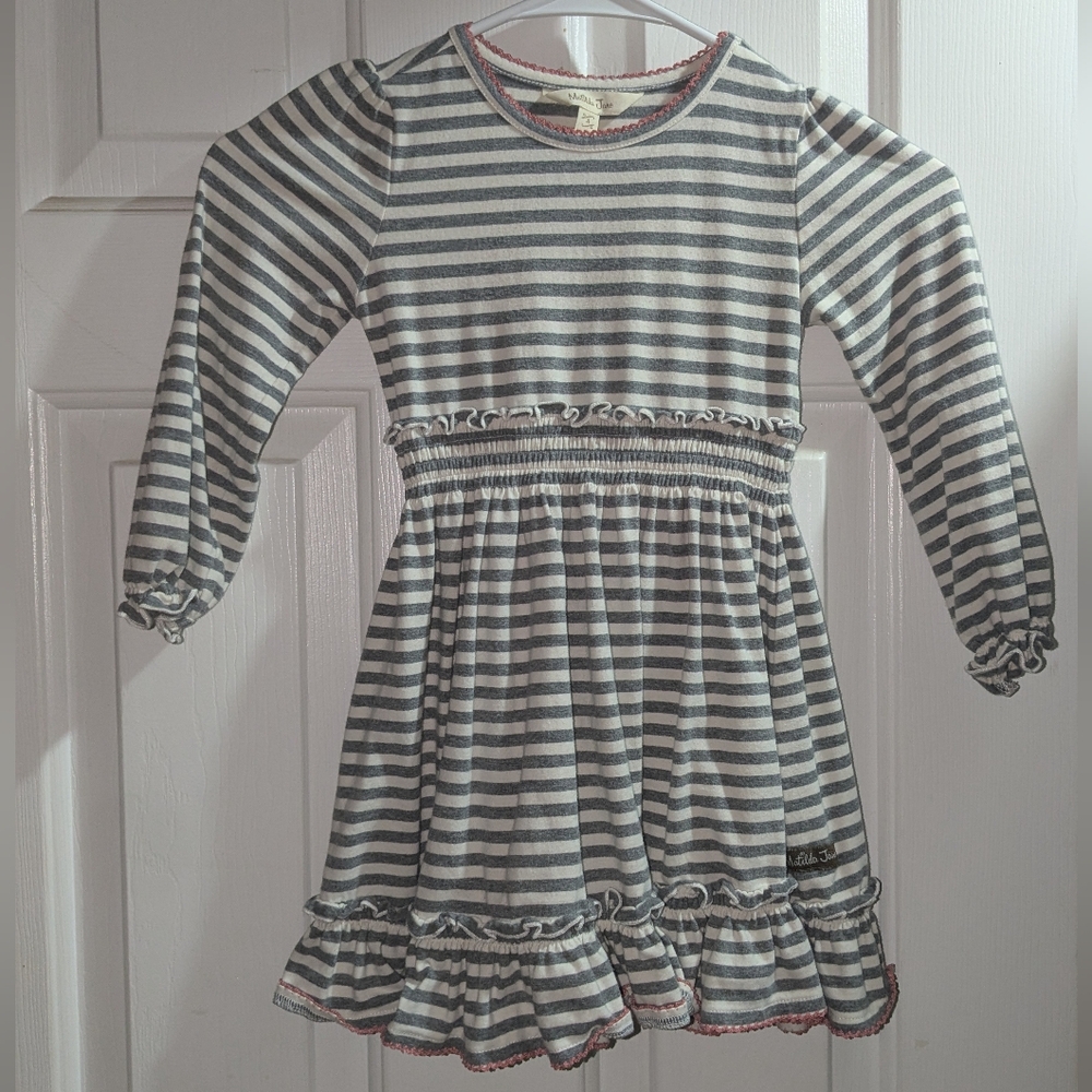 Matilda Jane Grey And White Striped Dress